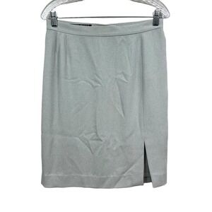 Ross Mayer Womens Pencil Skirt Front Slit Vent Lined Back Zip‎ Light Grey Sz 12*